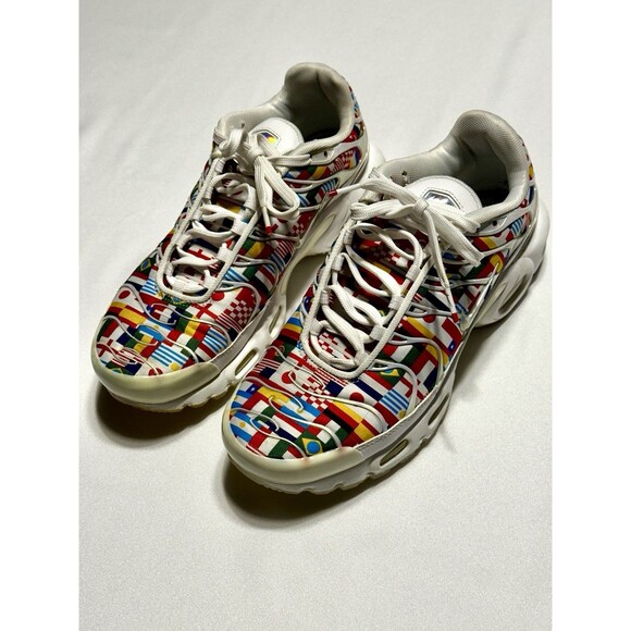 Nike Air Max PlusNIC Shoes Men\'s 8.5 International Flags White Multicolor *READ main image 5